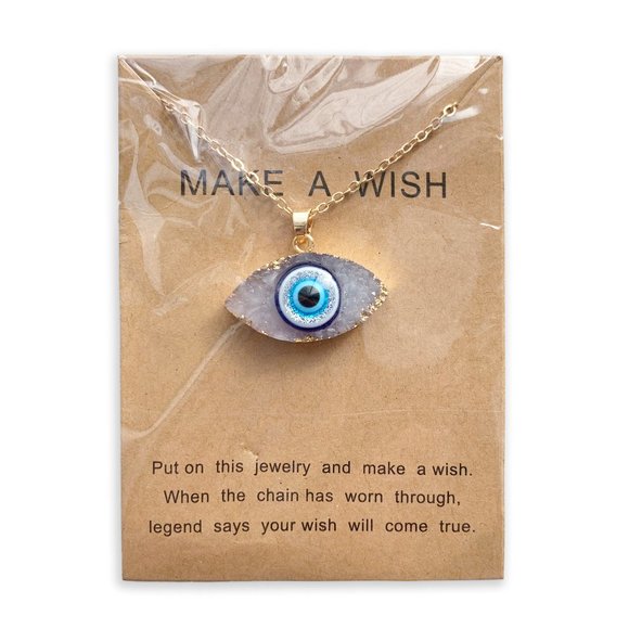 Make A Wish Vintage Evil Eye Pendant Necklace For Women Gold - Picture 4 of 6